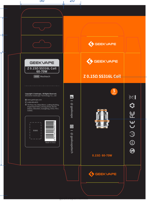 GeekVape 5 unids/pack bobina serie z z0,25 (doble) ohmios RLVN5 Geek Vape Mercado Libre