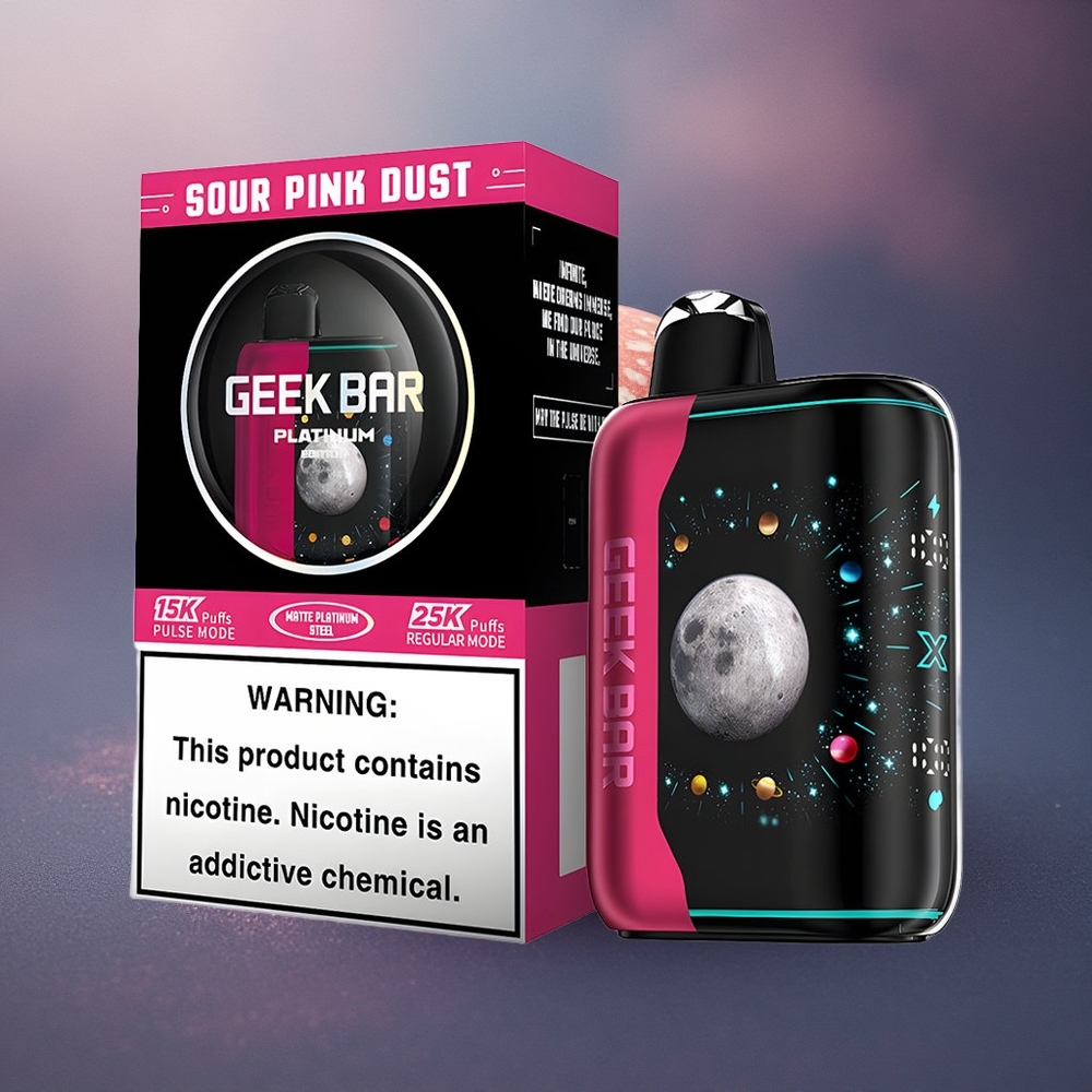 GEEK BAR Platinum Edition 25000 Puffs Polvo Rosa Agrio con 2% de Nicotina y Carga Rápida USB-Type C
