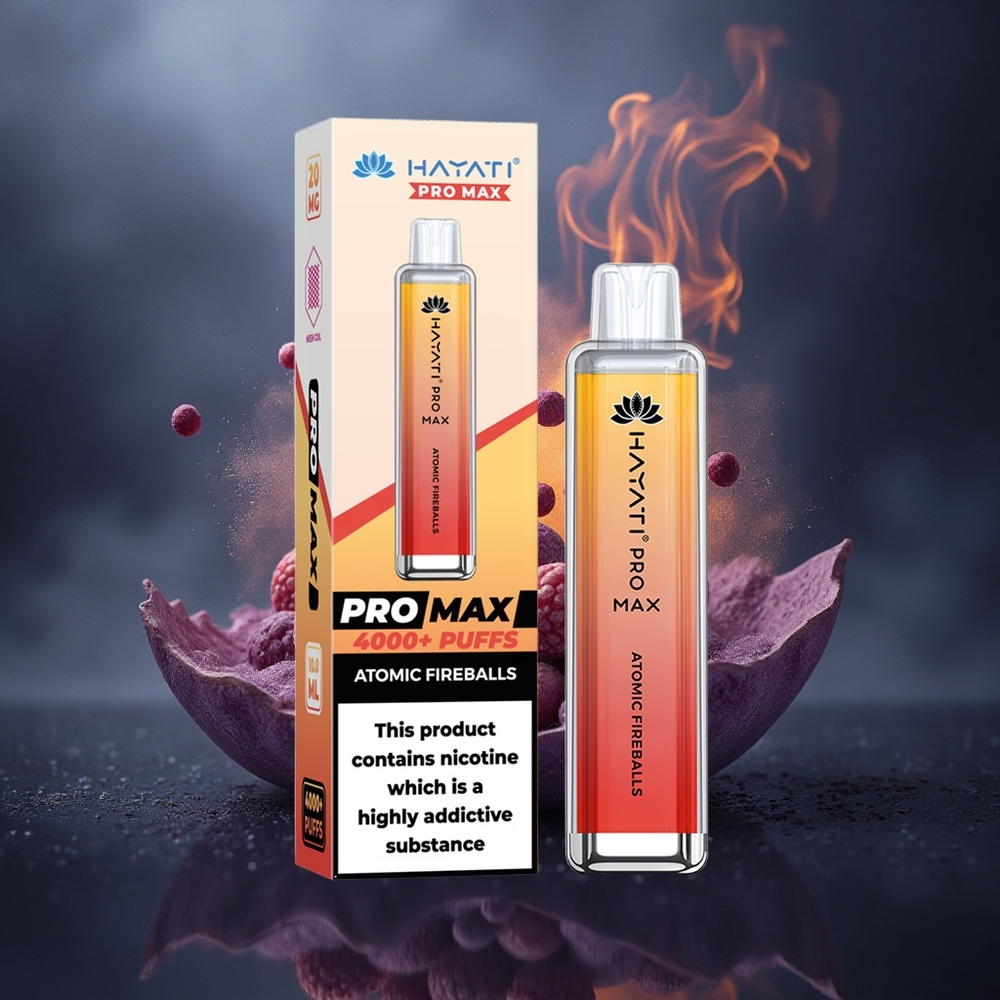 Hayati Pro Max 4000 Puffs Bolas de Fuego Atómicas con 5% Nicotina y Batería 1400mAh