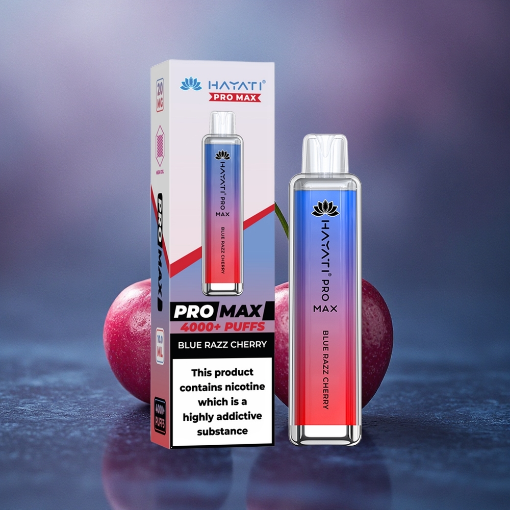Hayati Pro Max 4000 Puffs Cereza Frambuesa Azul con 5% Nicotina y 1400mAh