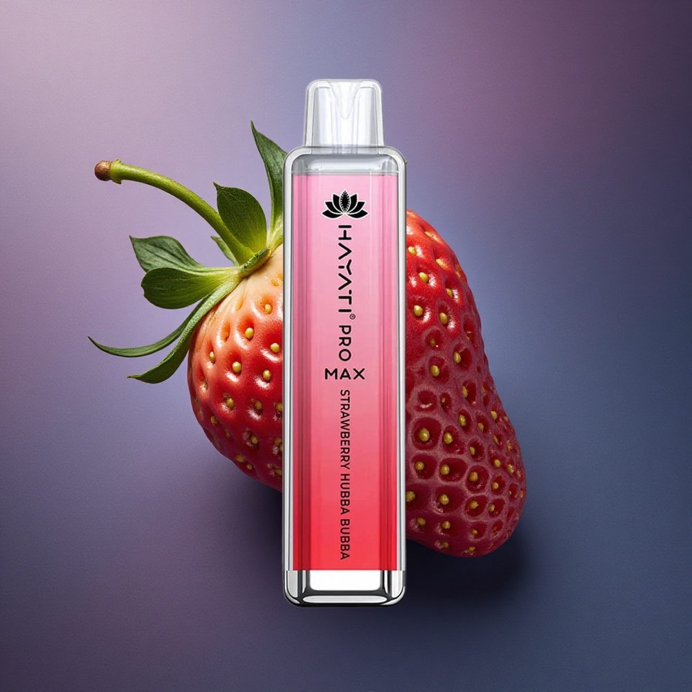 Hayati Pro Max 4000 Puffs Chicle Hubba Bubba Fresa con 5% Nicotina y Batería 1400mAh Hayati Pro Max 4000 Puffs Chicle Hubba Bubba Fresa con 5% Nicotina y Batería 1400mAh