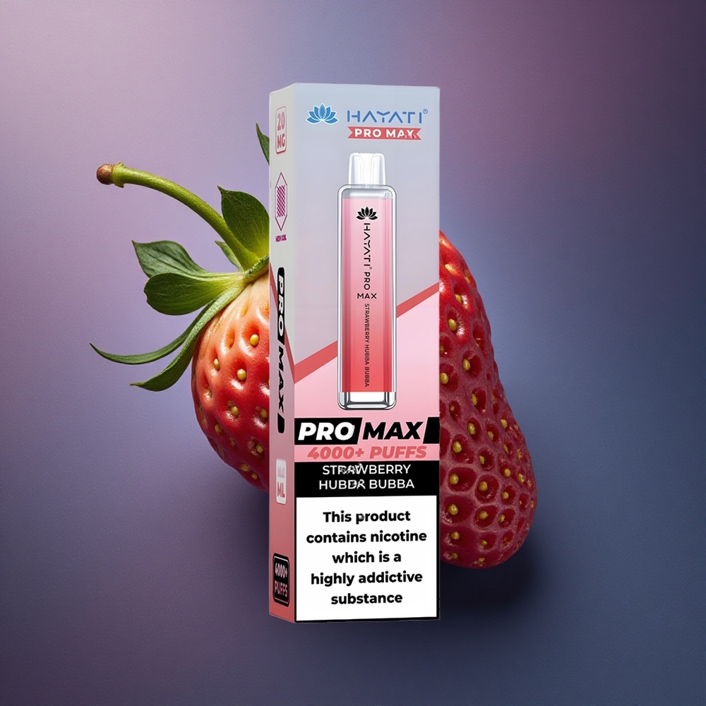 Hayati Pro Max 4000 Puffs Chicle Hubba Bubba Fresa con 5% Nicotina y Batería 1400mAh