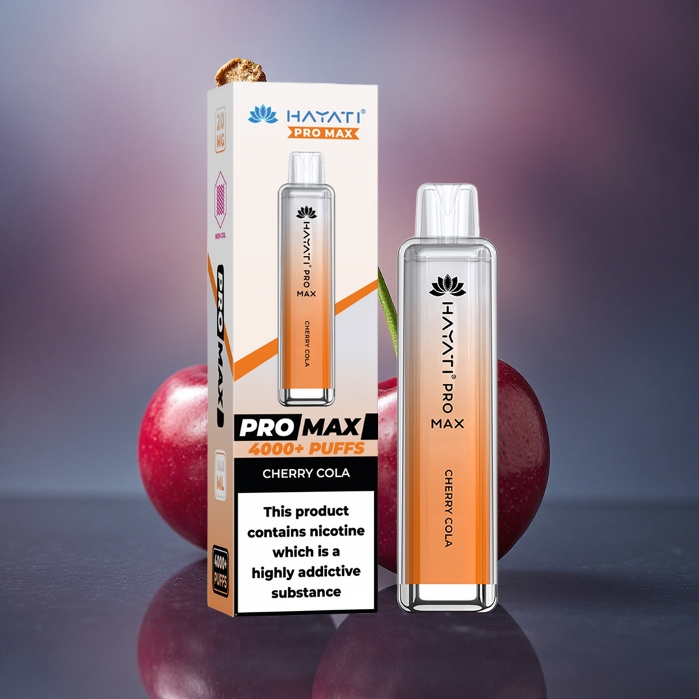 Hayati Pro Max 4000 Puffs Cola Cereza Dual Coil 1.1 Ohm 1400mAh Recargable