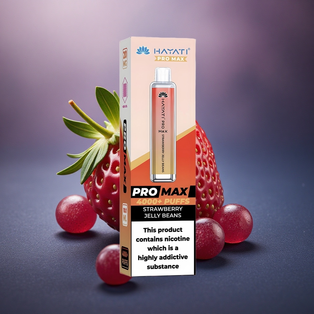 Hayati Pro Max 4000 Puffs Frijoles Dulces de Fresa con Nicotina al 5% y Batería 1400mAh