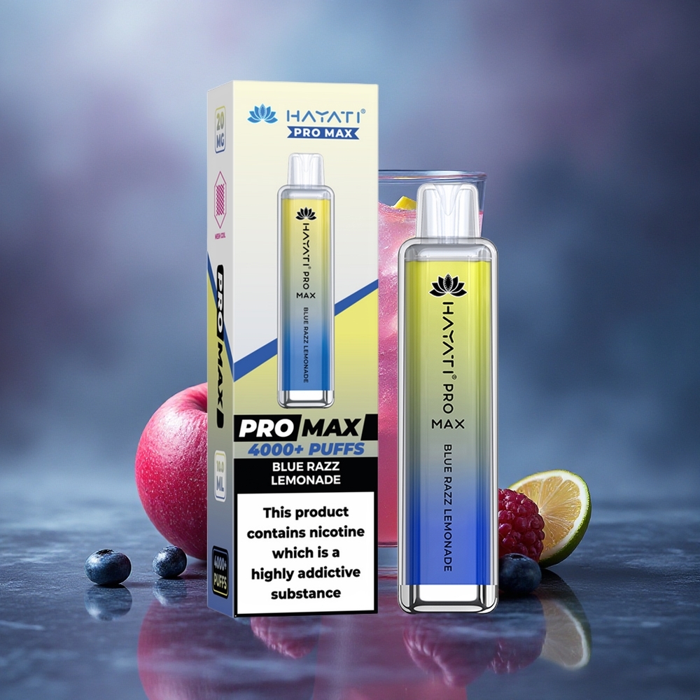 Hayati Pro Max 4000 Puffs Limón Frambuesa Azul con 5% Nicotina y 1400mAh