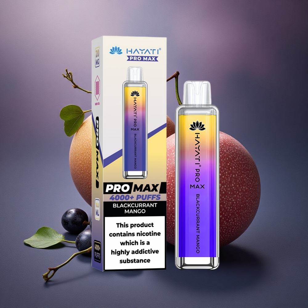 Hayati Pro Max 4000 Puffs Mango Grosella Negra con 5% Nicotina y Batería 1400mAh