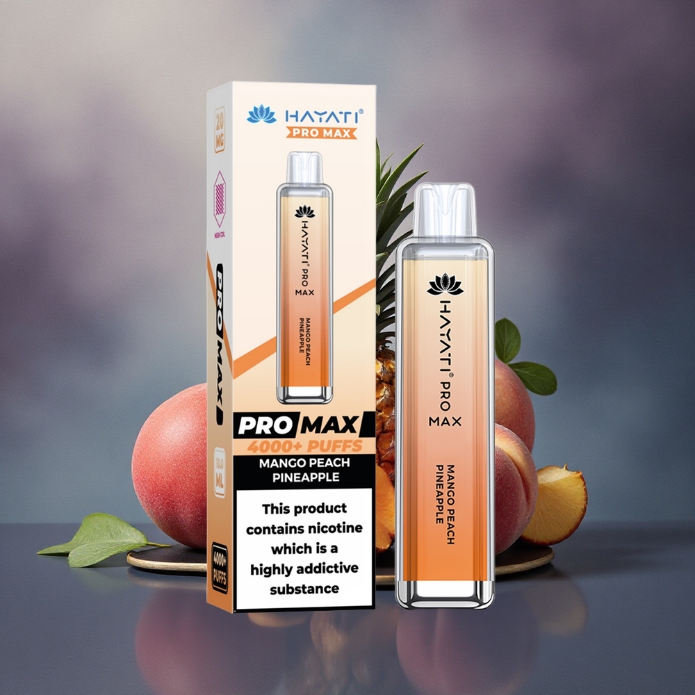 Hayati Pro Max 4000 Puffs Mango Melocotón Piña con 5% Nicotina y Batería 1400mAh