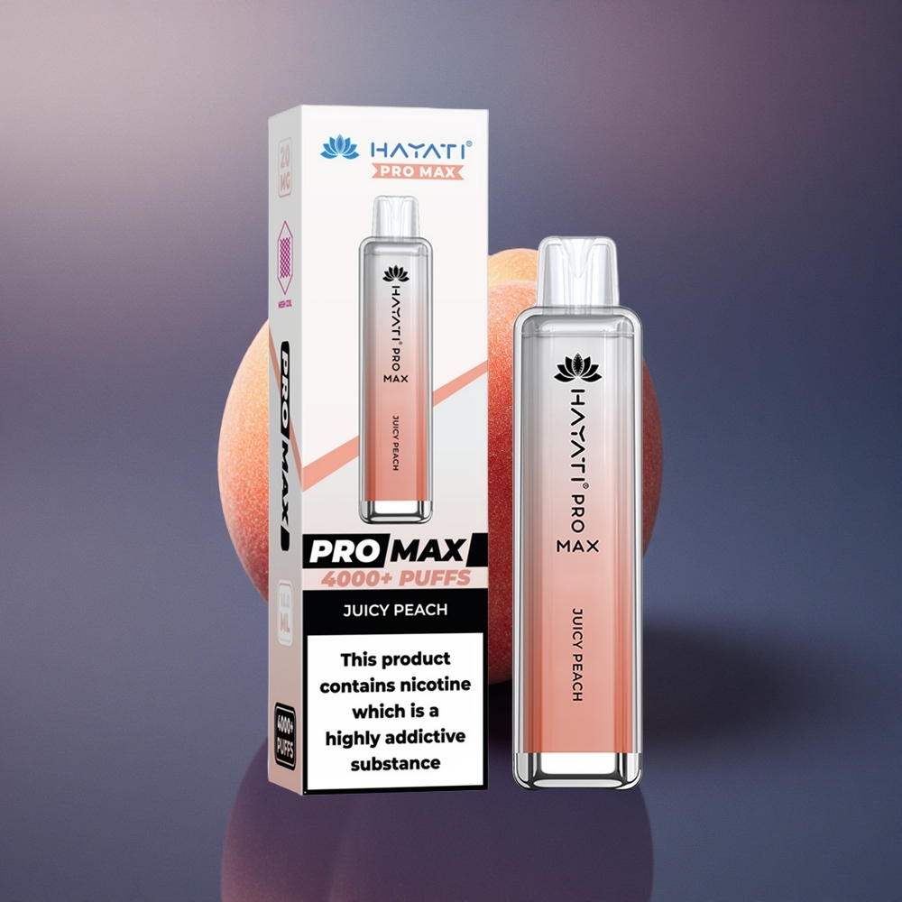Hayati Pro Max 4000 Puffs Melocotón Jugoso Rechargeable 1400mAh Dual Mesh