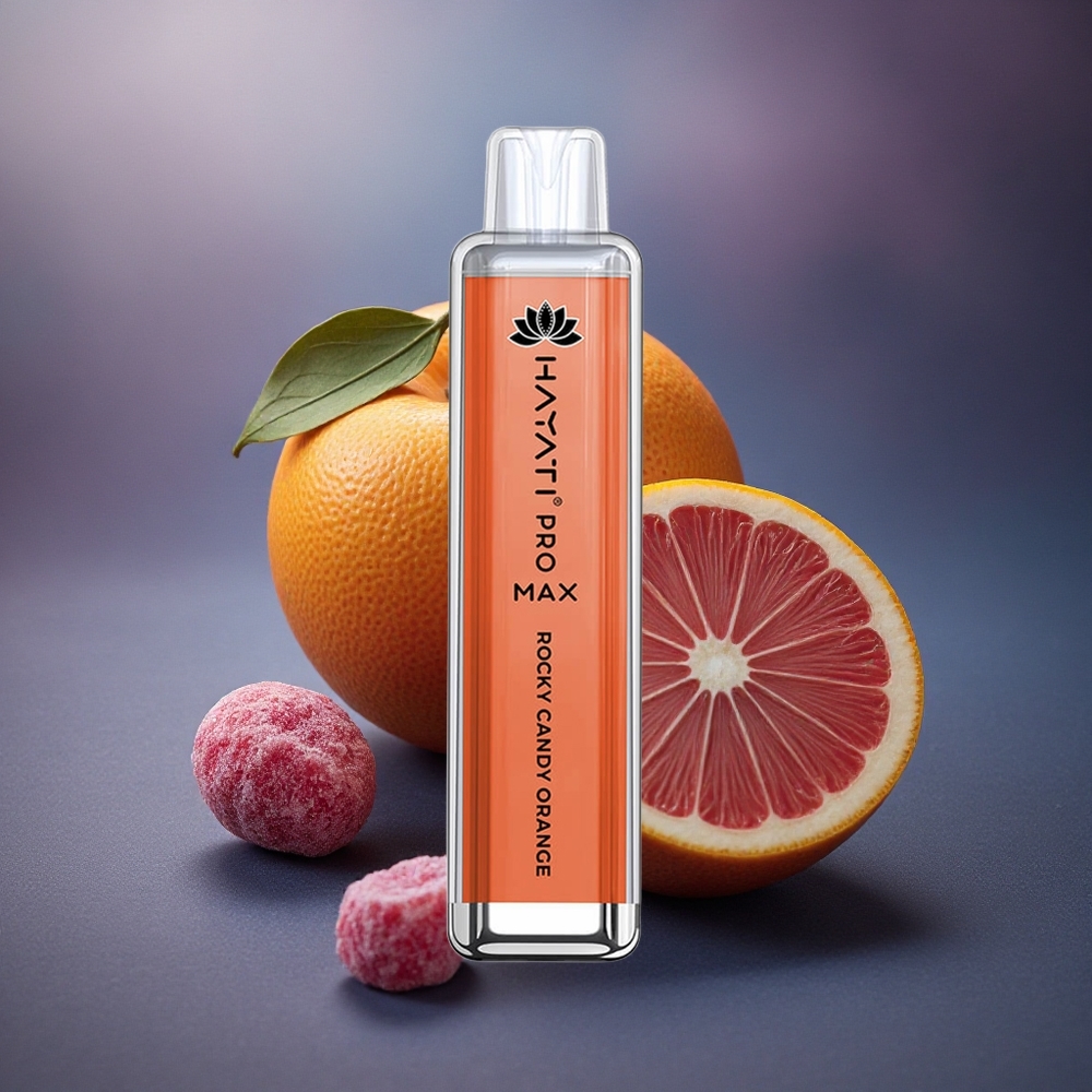 Hayati Pro Max 4000 Puffs Naranja Cristal de Caramelo Rocky con 5% Nicotina y 1400mAh