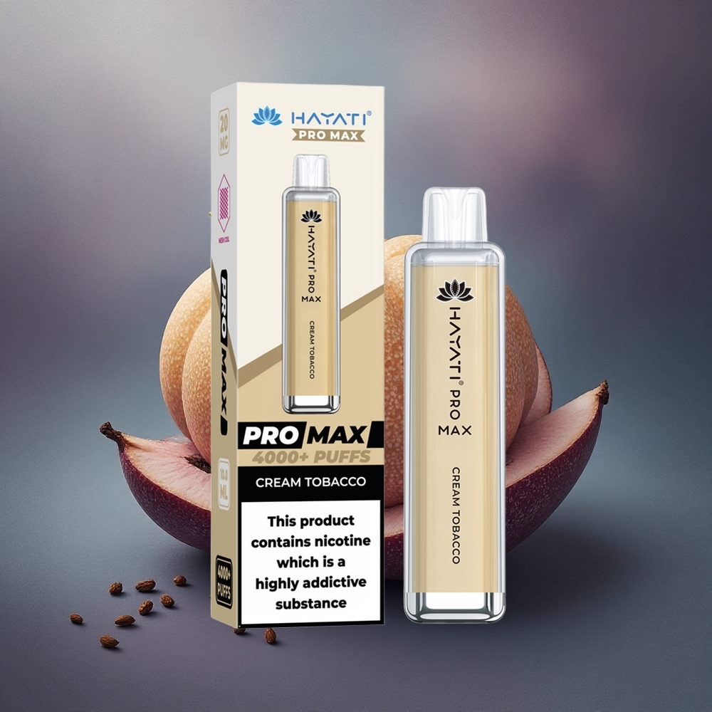 Hayati Pro Max 4000 Puffs Tabaco Crema Recargable 1400mAh Dual Coil