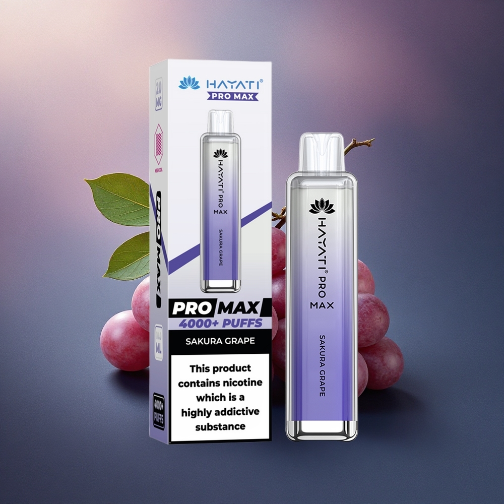 Hayati Pro Max 4000 Puffs Uva Sakura Doble Bobina 1.1 Ohm Recargable 1400mAh